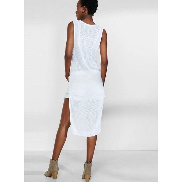 Express Ivory Slub Deep V-neck Sleeveless Tunic Sweater XS/S - Picture 3 of 7